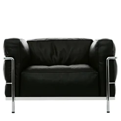 3 Fauteuil Grand Confort, Grand Modèle Di Le Corbusier & Pierre Jeanneret & Charlotte Perriand - Pelle di grafite*Cassina