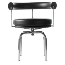 7 Fauteuil Tournant #2, di Charlotte Perriand/Collezione Lc - Struttura cromata e pelle nera*Cassina Hot