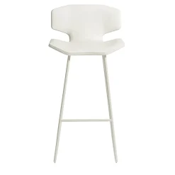 Albatros Sgabello da Bar in Pelle Bianca e Acciaio*Visionnaire Best