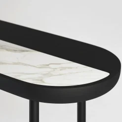 Apollo Black Walnut Wood And Calacatta Marble Console*Secolo Clearance