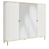 Armadio Bianco a 4 Ante con Specchio e Accenti in Metallo Oro*Morello Gianpaolo Online