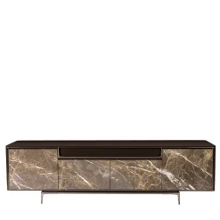 Barney Sideboard in Laccato Marrone con Ante in Marmo*Visionnaire Online
