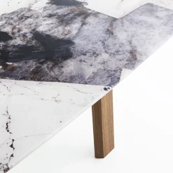 Bridge Tavolo grande in marmo Patagonia e noce canaletto*Morica Design