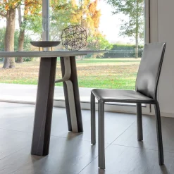 Bridge Tavolo Trinity grande in marmo bianco e rovere*Morica Design Online