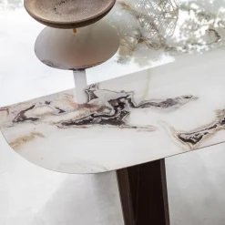 Bridge Tavolo Trinity grande in marmo bianco e rovere*Morica Design Online