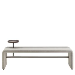 Butter Panchina in Tessuto Bianco con Vassoio in Noce*Durame Best