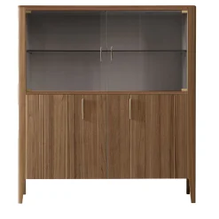 Cabinet Domino a 4 ante in vetro e noce canaletto*Modesign