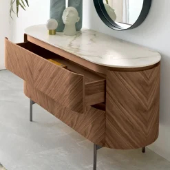 Cassettiera Opera in Noce Canaletto con Piano in Ceramica Calacatta*Modesign Discount