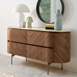 Cassettiera Opera in Noce Canaletto con Piano in Ceramica Calacatta*Modesign Discount