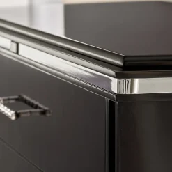 Cassettiera Vanity nera a 4 cassetti con dettagli cromati*LCI_DECORA Clearance