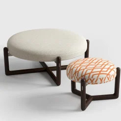 Cecil Pouf da esterno in legno di iroko bianco e arancione*CPRN Homood Outlet