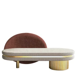 Chaise Longue Beige Eclipse con Base Dorata*Encore Italia Online