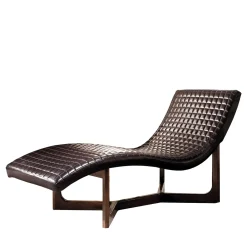 Chaise longue in pelle e mogano*Provasi Sale