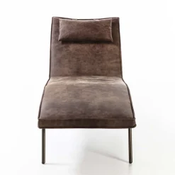 Chaise longue in pelle marrone vintage*Enrico Pellizzoni Sale