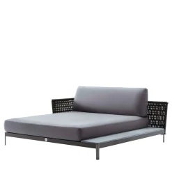 Chaise longue in tessuto nero per esterni*Giorgio Collection Sale