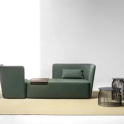 Chaise longue verde in velluto con vassoio - destra*La Cividina Best