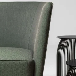 Chaise longue verde in velluto con vassoio - destra*La Cividina Best