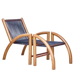 Chaise Okoume Legno e pelle nera Chaise Longue*Emanuele Pantanella Design Discount