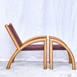 Chaise Okoume Legno e pelle marrone Chaise Longue*Emanuele Pantanella Design Clearance