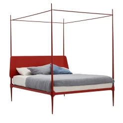 Clamp Letto Matrimoniale con Baldacchino in Ferro Rosso di Francesco Forcellini*Lispi Outlet