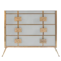 Comò in vetro e ottone satinato*Matlight Milano