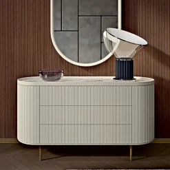 Comò Opale a 3 cassetti bianco canalizzato*Bamax Outlet