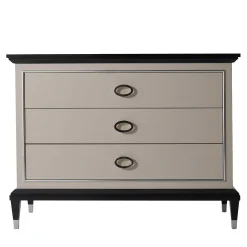 Comò Penthouse laccato grigio con dettagli in cromo*LCI_DECORA Clearance