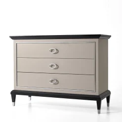 Comò Penthouse laccato grigio con dettagli in cromo*LCI_DECORA Clearance