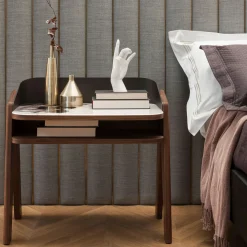 Comodino bavero effetto marmo bianco trinity*Morica Design Outlet