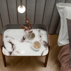 Comodino bavero effetto marmo bianco trinity*Morica Design New