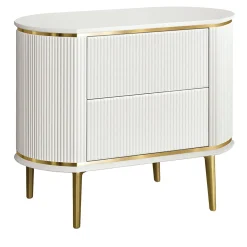 Comodino Bianco con Due Cassetti e Accenti Dorati*Morello Gianpaolo