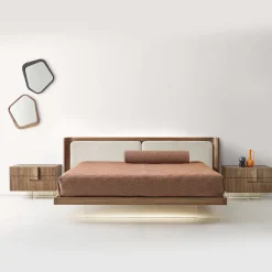 Comodino Book in Noce Canaletto con Base in Vetro*Modesign Hot