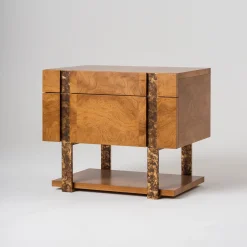 Comodino Diadema impiallacciato in radica di mirto e tinto noce*Mantellassi 1926