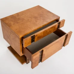 Comodino Diadema impiallacciato in radica di mirto e tinto noce*Mantellassi 1926