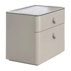 Comodino Kube in pelle color tortora*Alivar