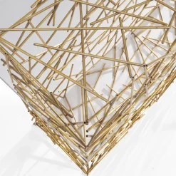 Console con base in ottone dorato di Shanghai e piano in vetro di Galleria Flair Firenze*Non Solo Luce