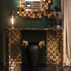 Console Fitzgerald Arabesque con piano in marmo nero*VGnewtrend