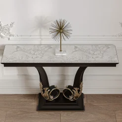 Console in legno nero con piano in marmo di Carrara della collezione Studio Privè*Guerra Vanni Best