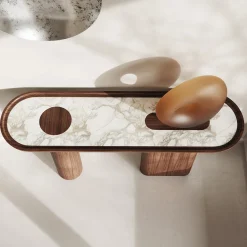 Console in noce nero Creta con top in marmo bianco Arabescato*Ultramobili Hot