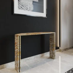 Console Innis in marmo oro con inserto in metallo*L'Eccesso Best
