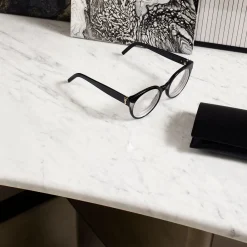 Console Tetris con piano in marmo e gambe in legno laccato bronzo*Morica Design Online