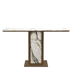 Consolle Afon con piano in marmo bianco e struttura in metallo finitura bronzo*L'Eccesso Sale