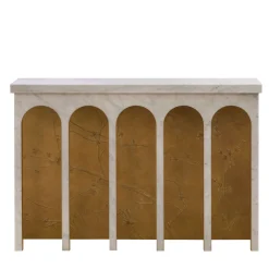 Consolle Impero Romano in Marmo di Carrara Bianco e Foglia Oro*CG Capelletti New