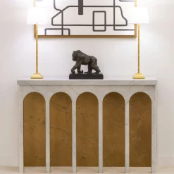 Consolle Impero Romano in Marmo di Carrara Bianco e Foglia Oro*CG Capelletti New