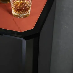 Consolle Jean Michel in vetro grigio fumé e pelle rossa*Esadesign Discount