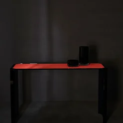 Consolle Jean Michel in vetro grigio fumé e pelle rossa*Esadesign Discount