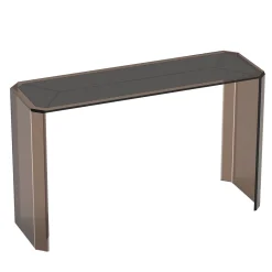 Consolle Jean Michel in vetro bronzo e pelle nera caffè*Esadesign Sale