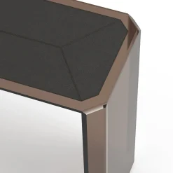 Consolle Jean Michel in vetro bronzo e pelle nera caffè*Esadesign Sale