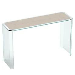 Consolle Jean Michel in vetro trasparente e pelle beige*Esadesign Online