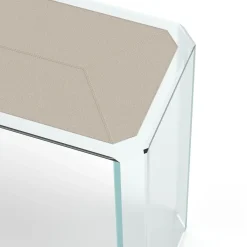 Consolle Jean Michel in vetro trasparente e pelle beige*Esadesign Online